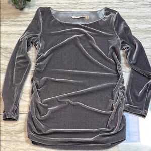 Soft Surroundings silver Velvet Long-Sleeve Ruched Tunic Top - Gray